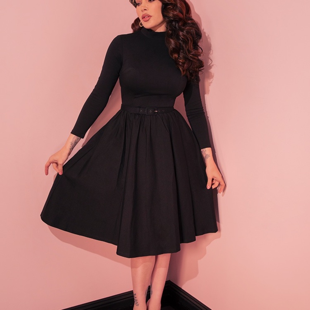 Vixen by Micheline Pitt Blue Polka Dot Swing Dress - Picture 13 of 16